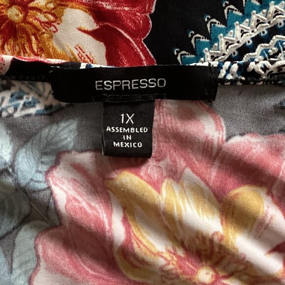 Vintage Espresso Women's Shift Dress Size 1X Floral Circle Pattern Sleeveless - Picture 6 of 7